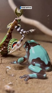 When the Devil's Flower Mantis engaged the Amazon Milk Frog. #DevilsFlowerMantis #AmazonMilkFrog #Amphibian ⚙️ AI-generated dramatization — No real insects or creatures are involved in these visuals. | Insects Zone