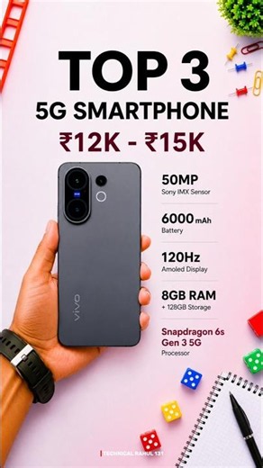 Top 3 Best 🔥 5G Smart Phone Under ₹15000🤯 | in 2026⚡ | Best 5G Smart Phones✅ #best #shorts