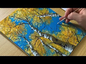 Easy Acrylic Painting for Beginners | Birch Tree Forest Step by Step