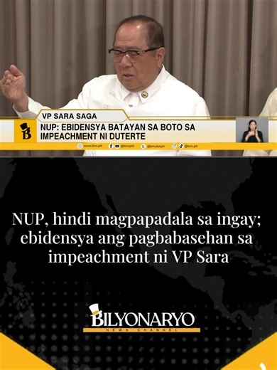 #Agenda | Ebidensya muna bago boto! 'Yan pa rin ang posisyon ng National Unity Party pagdating sa impeachment case ni VP Sara Duterte. May agam-agam daw kasi ang partido sa mga reklamo at testigo laban sa pangalawang pangulo. Ang detalye sa Agenda report ni Isaiah Mirafuentes ng Abante. #NationalUnityParty #VPSaraDuterte #impeachment #Pilipinas #fypage #fyp #foryoupage #tiktokph #tiktokphilippines #news #phnews #latestnews #bilyonaryonewschannel #bilyonaryo #bnc