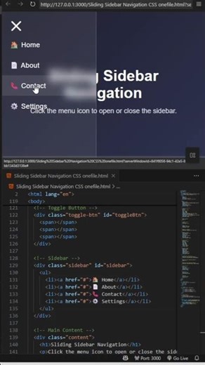 🧭 Sliding Sidebar Menu | One File CSS Navigation.