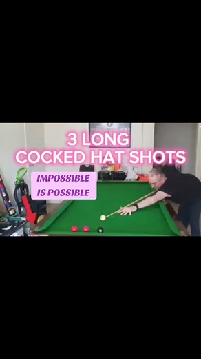 3 long cocked hat shots Impossible is possible #TheRoutineInstructor #reelsfb #billiards #snooker #8BallPool #snookerlover #8ball #trickshots #10ball #9ball | The Routine Instructor Certified Snooker & 8 Ball Coaching