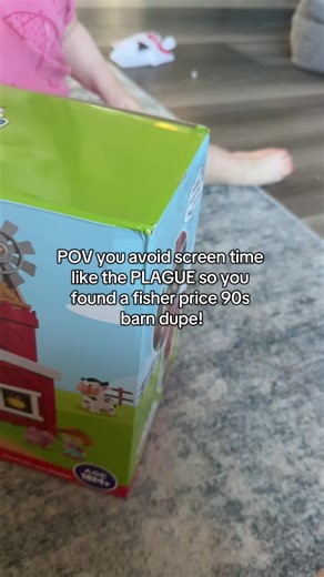 They are still playing with this fisher price 90s barn dupe. It’s their favorite barn setup #barn #playbarn #toddlersoftiktok