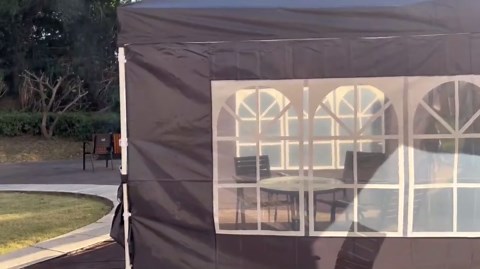 SANOPY 10' x 10' Straight Leg Pop-up Canopy Tent Easy Two Person Setup Instant Outdoor Canopy Folding Shelter with 4 Removable Sidewalls, Air Vent on The Top, 4 Sandbags, Carrying Bag, White