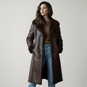 Women's Brown Shearling Leather Coat – Genuine Sheepskin Faux Fur-lined Winter Coat - Etsy