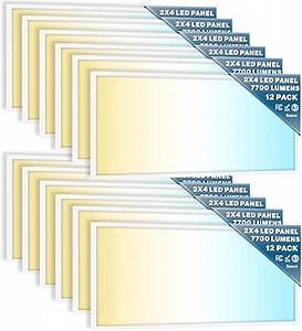 Sunco 12 Pack 2x4 LED Flat Panel Light Drop Ceiling Office Fixture, 7700 LM, Selectable Features, 40W/50W/60W, 4000K/5000K/6000K, Dimmable (0-10V), Dustproof ETL.