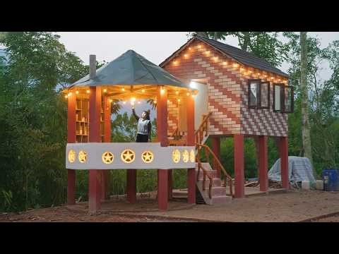 Install a lighting system for the farm area, and paint the stairs a faux wood finish