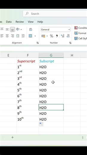 Superscript & subscript #instaood #excel #viralpstsiralvideos