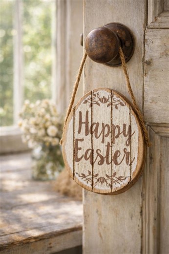 Rustic Happy Easter Egg Sign, Farmhouse Easter Wall Sign, Wooden White Wash Hanging Egg Sign, Spring Door Hanger, Neutral Rustic Home Decor - Etsy UK