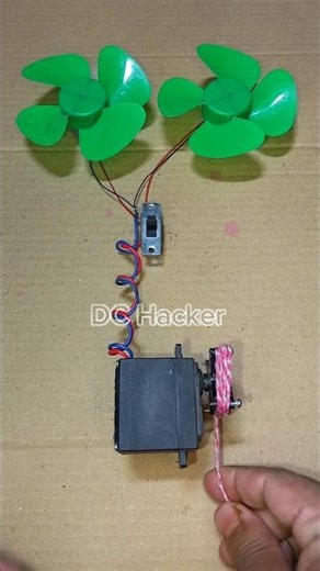 Rope Pulling Gear Motor Generator Powering Into Two DC Fan Motor • DC Motor #dcmotor #tech #shorts