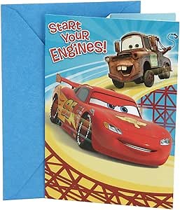 Hallmark Disney Cars Birthday Card for Kids (Lightning McQueen) (0399RZB1227)