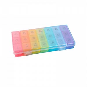 [Hot Item] Rainbow 21 Grid Weekly Pill Medicine Chest Plastic Pill Box Daily Travel Container