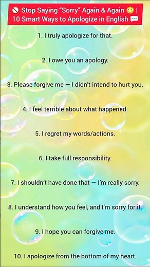 🚫 Stop Saying “Sorry” Again & Again 😳 | 10 Smart Ways to Apologize in English 💬 # english # shorts