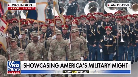 'Army Goes Rolling Along' as Trump salutes troops
