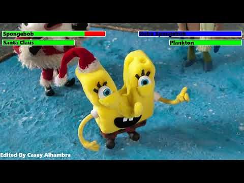 Spongebob vs. Robo-Spongebob with healthbars