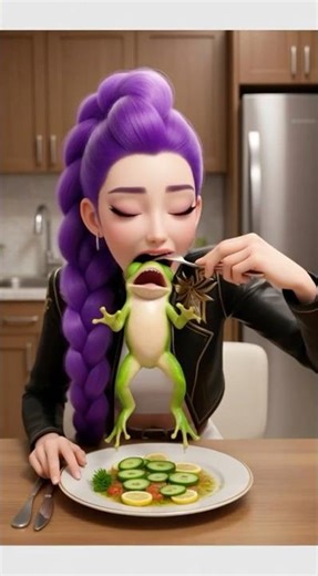 Rumi eats raw frog?!!! #CrazyFood #RumiMukbang #ViralVideo #Foodie