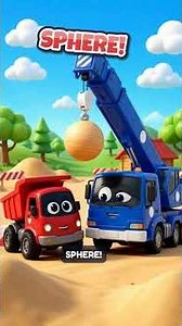 Construction Vehicles for Kids 🚜 3D Shape Blocks | 3D Shapes Song #shorts