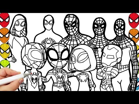 Spider-Man Coloring Pages Spider-Man and Friends draw marvel coloring compilation 129w