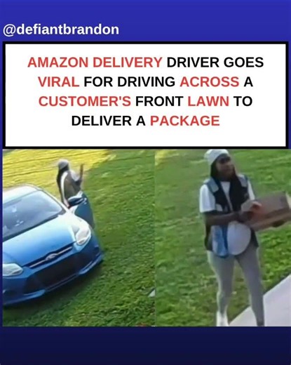 Amazon delivery driver drives across customers front lawn to deliver package! #amazon #ghetto