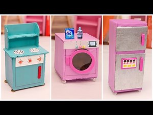 How to make mini fridge, washing machine and gas stove // diy mini home appliances for doll.