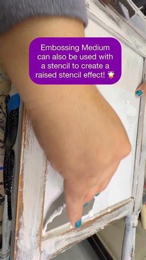 How to Use Embossing Medium / Fill Hardware and Cracks on Furniture / Raised Stencil Design