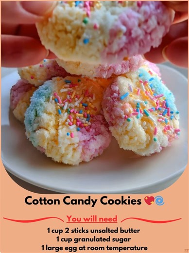 1.2K views | Cotton  Candy Cookies  Soft, chewy, and carnival-inspired—these pastel-hued cookies are bursting with cotton candy flavor and real fluffy pieces inside!  Ingredients (Makes 12 cookies): 1 cup (2 sticks) unsalted butter, softened 1 cup granulated sugar ..... Full Recipe in Coʍmеոτ   | Recipe Center | Facebook