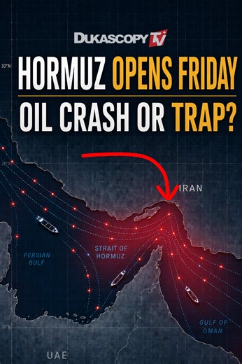 The Strait of Hormuz could reopen this Friday. But oil has already reacted. If the deal works, inflation pressure may ease. If it fails, the energy risk premium could come back fast. #Oil #Hormuz #Brent #Markets #Dukascopy