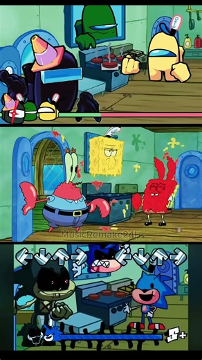 FNF Mr Krab but Sonic x Among Us Animation | Friday Night Funkin Game #fnf #mrkrabs