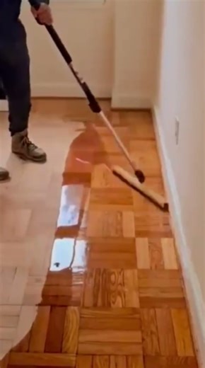 This is the process of applying a liquid to the floor of a room with neat results.