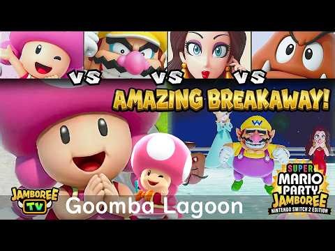 Super Mario Party Jamboree TV Toadette vs Wario vs Pauline vs DK in Goomba Lagoon