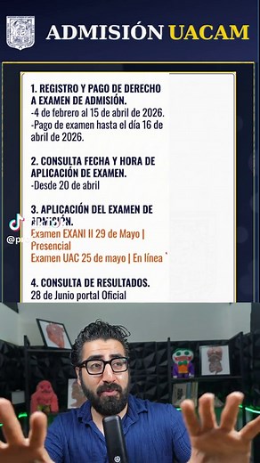 🚨 Convocatoria UACAM 2026–2027 | Campeche 🚨 Si vas a ingresar a la Universidad Autónoma de Campeche (UACAM / UACam / “UAC”), esto es lo que NO puedes ignorar: ✅ Etapas de registro requisitos clave (para no quedarte fuera por un detalle). ✅ Se considera el EXANI II (CENEVAL) y, además, un examen institucional (según la convocatoria/carrera). ✅ En este video te dejo lo más importante y me enfoco en el EXANI II: reactivos que se repiten cómo estudiarlos por módulos. 📌 Guarda este video para repa