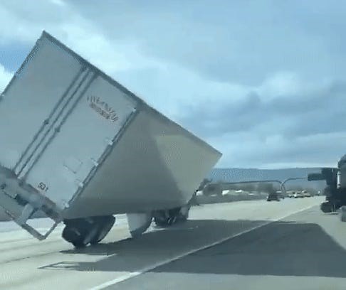 Hurricane-force winds topple dozens of semi-trucks in Utah