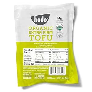 Hodo Extra Firm Organic Tofu | 48g Protein (96% Daily Value) per Pkg | Great in Air Fryer or Soup | Great for Mapo Tofu, Fried, Baked, Scrambled | Pressed | High Protein