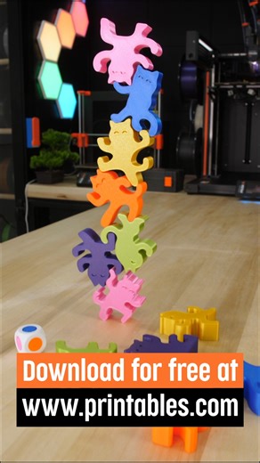 10K views · 82 reactions | Looking for a fun 3D printable game?  In the Ninja Cats Stacking Game by Valeria Momo, you have to stack the cats without letting any fall.  To make it more challenging, there’s a dice that tells you which color piece you have to use!  We just had to print this! It’s so fun to play!  https://www.printables.com/model/858198-ninja-cats-stacking-game | Prusa Research 3D printers | Facebook