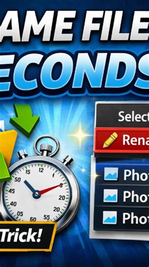 Kedhar Nath Reddy K on Instagram: "Still renaming files one by one? 😩 This simple trick saves a lot of time ⚡ Works for students, office work & creators. Follow for more simple tech shortcuts 🚀 #techtips #windowsTips #productivity #bulkrename #computertricks"