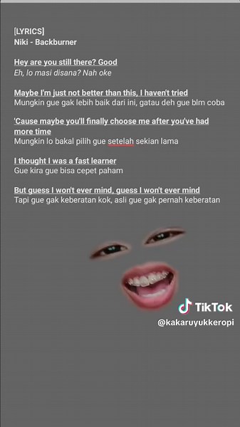 Meaningful Lyrics of Backburner by Niki