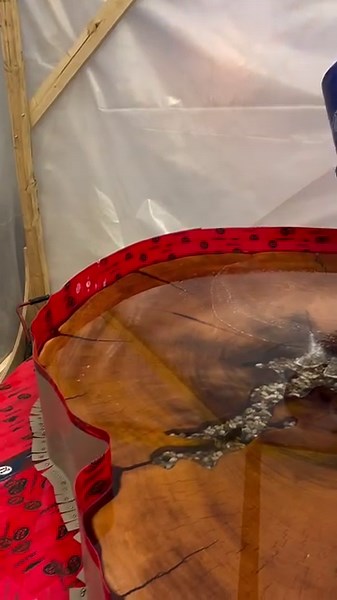 45K views · 783 reactions | Andrei is making some crazy cool 6’ diameter epoxy river tables!! | Langberg Log Homes | Facebook