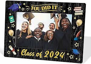 Class of 2024 Graduation Picture Frame Black Wooden Tabletop Picture Frame with Stand for 4 x 6 Inch Photos, Personalized Graduation Frame for Graduates, Graduation Gifts for High School College,02