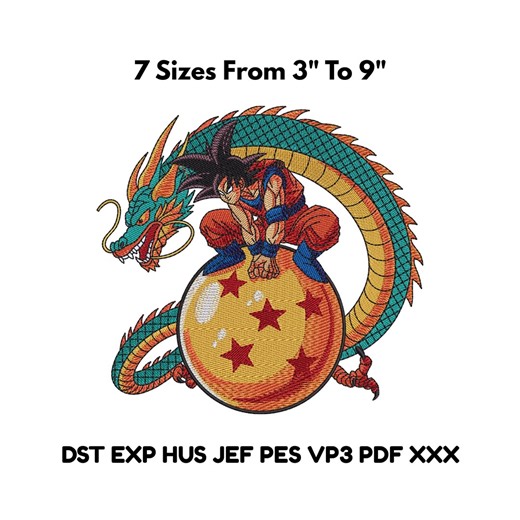 Anime Dragon Embroidery Design 3–9 Inch, Machine Embroidery File DST PES JEF VP3 - Etsy