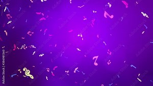 M usic notes Neon colors bright joyful 4K 3D Loop Animation New Motion Background. for concert performances, dance parties, music clips,, nightclubs, events, fashion shows, stage visuals. Stock Video