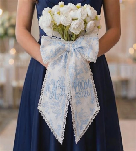 Custom Name Lace Trim Sash | Personalized Prom Bouquet Ribbon Gift - Etsy