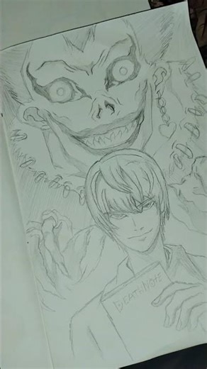 death note sketch ryuk + light ( not requested 🫩)