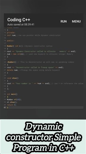 Dynamic constructor simple program in c++ #dynamic #constructor #cpp