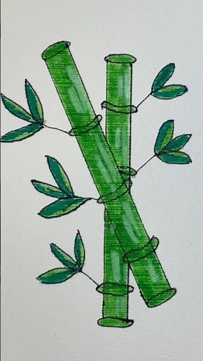 How to draw Bamboo | Step-by-step Tutorial #drawing #art #shorts #painting #bamboo #simpledrawing