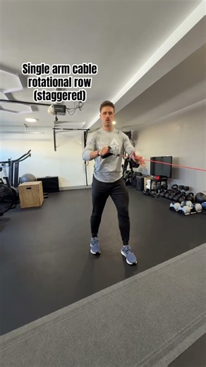 Single arm cable rotational row (staggered)