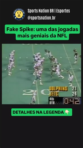 Sports Nation BR | Esportes on Instagram: "🏈 No dia 27 de novembro de 1994, em um duelo entre Miami Dolphins e New York Jets, em Nova Iorque (Giants Stadium), aconteceu um lance incomum e genial. Depois de estar perdendo por 24 a 6, os Dolphins conseguiram encostar no placar (24 a 21) e estavam a um field goal de empatar ou a um touchdown da vitória. Porém, faltando pouco mais de 5 minutos, aconteceu um festival de erros (fumbles, interceptação e 3 and outs). Faltando 25 segundos para acabar o 