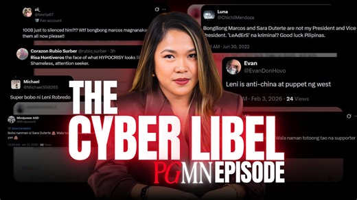 Do you want to explicitly accuse Romualdez of being corrupt? Do you want to declare to the world that Risa is a hypocrite? Do you want to criticize the Dutertes for their dynastic rule? This is how to do it legally. In her first full episode on PGMN, Atty. Hey Attorney delves into how Philippine law regulates public criticism of government officials and institutions, with a focus on freedom of speech and the threat of cyber libel. The episode explores the constitutional foundation of free expres