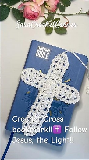 Crochet Cross Bookmark!! #crochet #crochetpatterns #crossbookmark