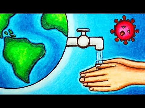 Coronavirus Awareness Poster Drawing | How to Draw Poster of Hand Washing Saves Lives from COVID-19
