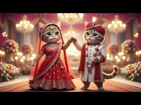 😂🐱 Funny Cat Wedding Dance | Bride & Groom Bhangra with Dhol & Meow Song 🔥💃